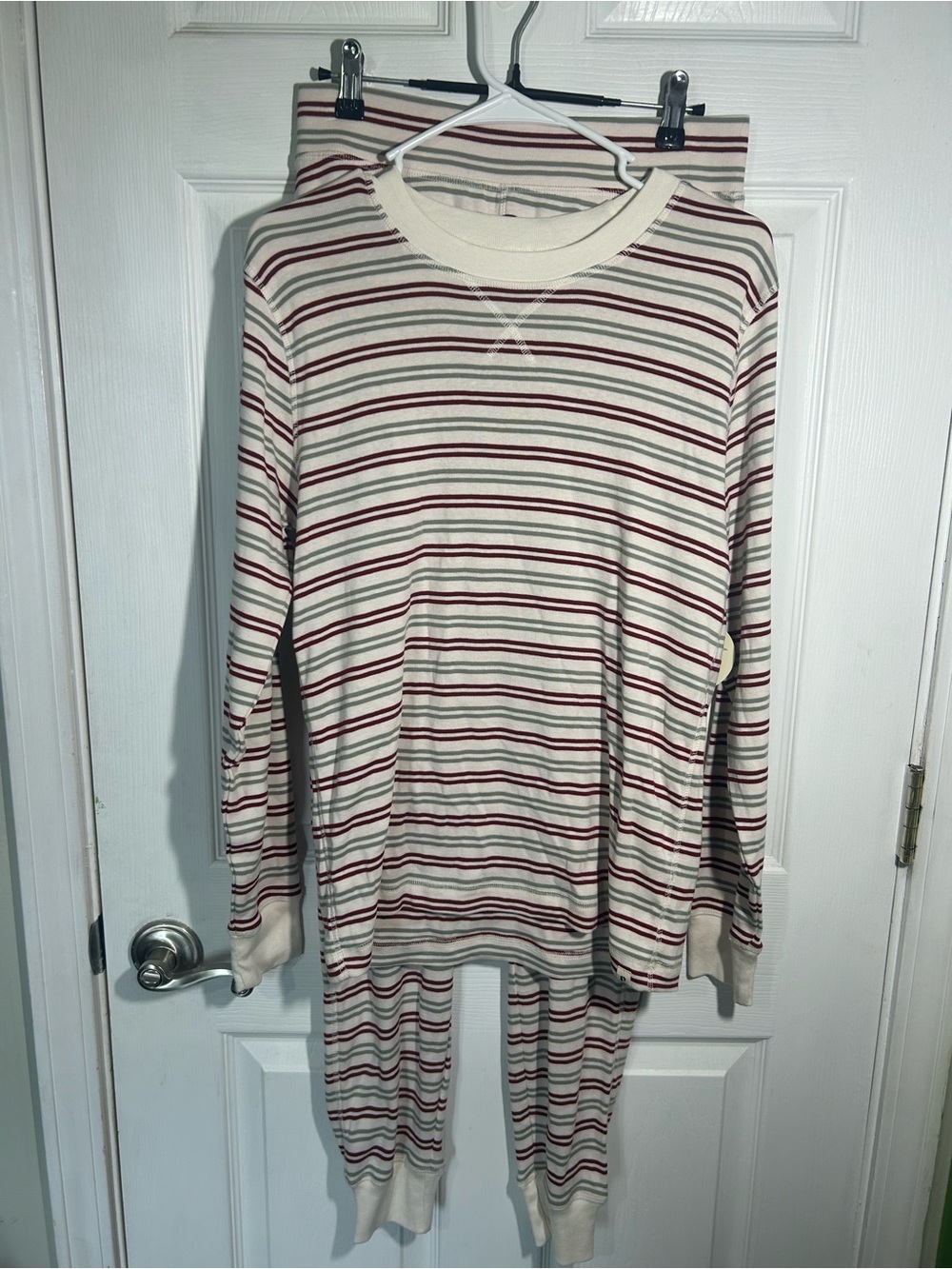 Pact cream stripped pajama set Size small NWT jogger long sleeve organic cotton